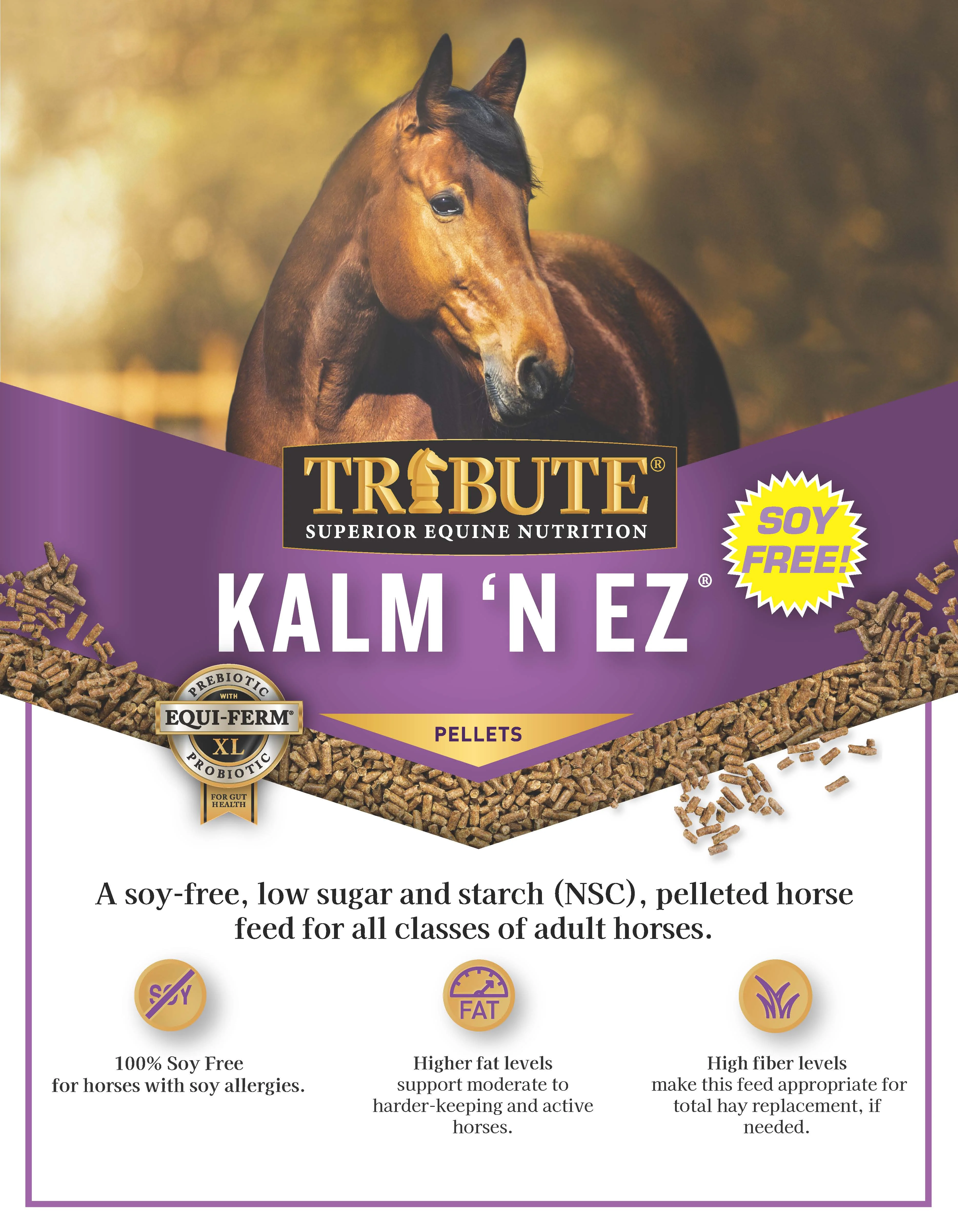 Soy-Free Kalm 'N EZ® Pellet, Low NSC Feed - Image 3