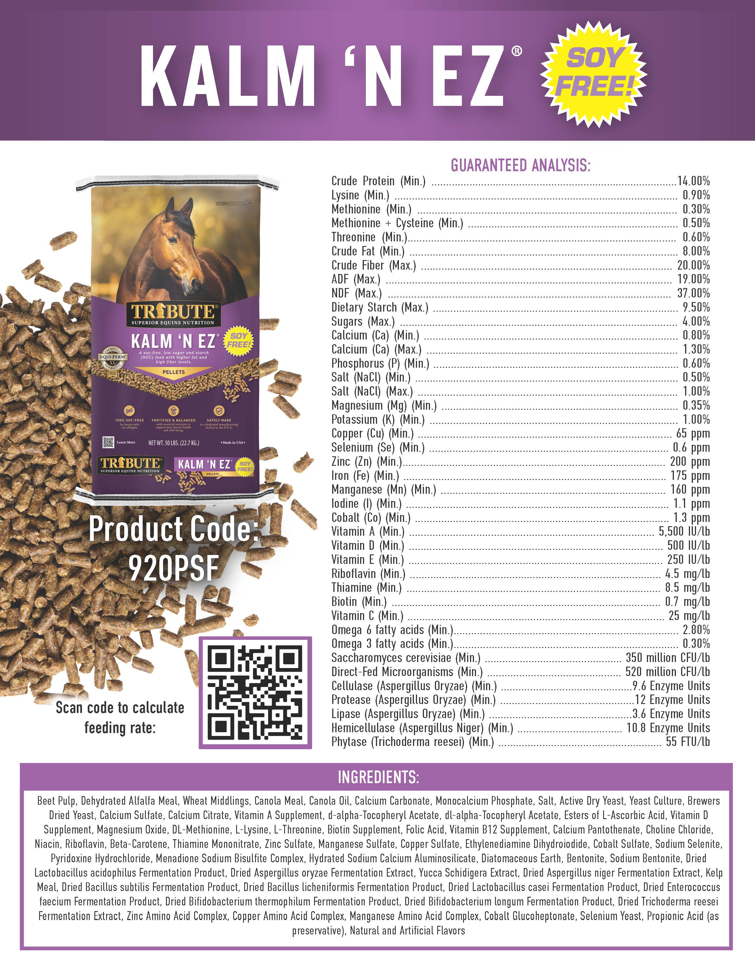 Soy-Free Kalm 'N EZ® Pellet, Low NSC Feed - Image 4